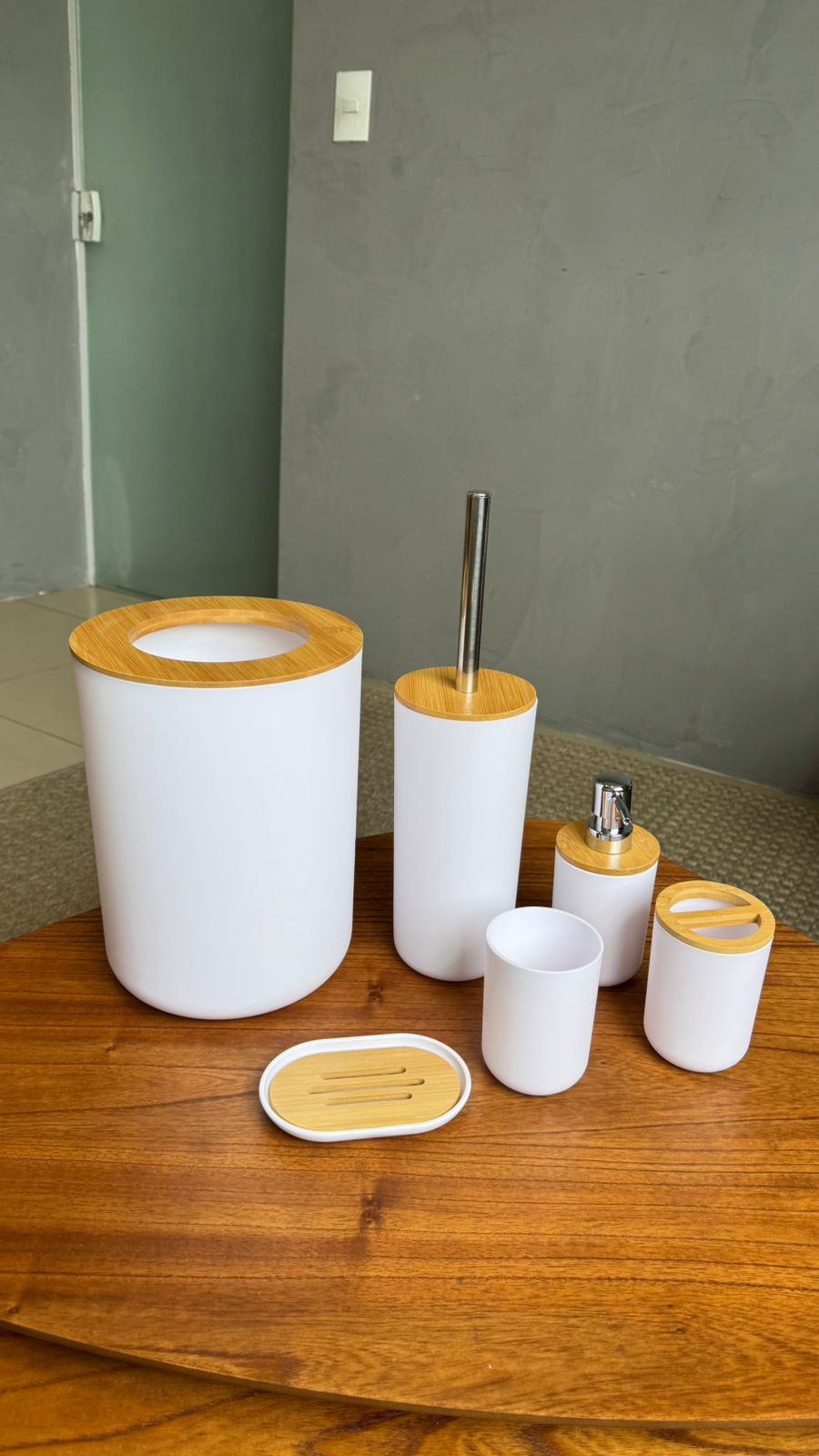 KIT BANHEIRO 6PCS BRANCO-F0477-FLASHGOODS