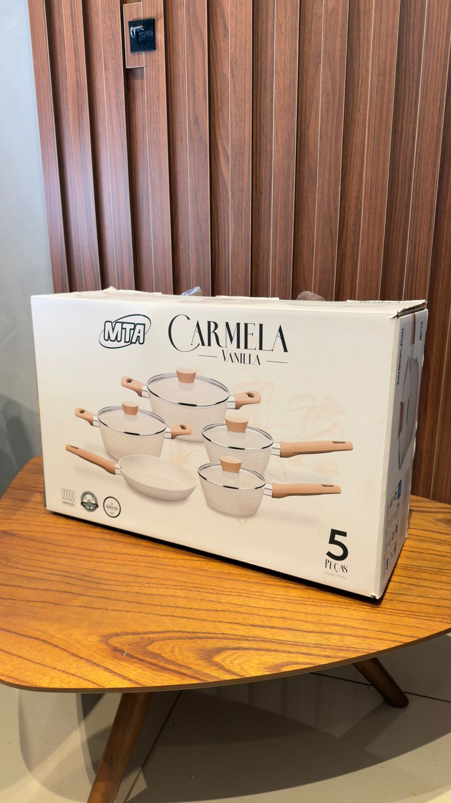 CONJUNTO CARMELA VANILLA 5 PEÇAS CERAMIC-FLON COR  CREME REF: 8481 MTA